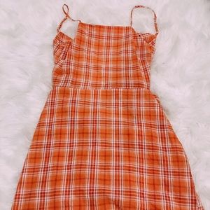 orange plaid double tie mini dress | missguided